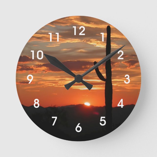 Arizona Sunset Runde Wanduhr (Vorderseite)