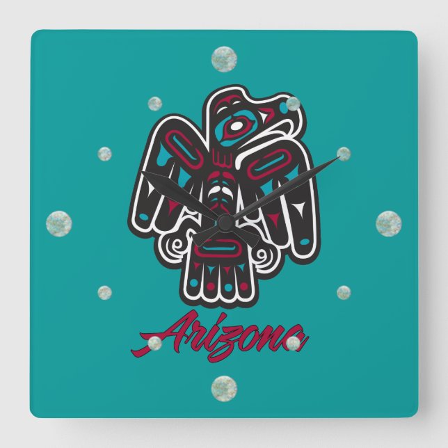 Arizona Thunderbird Wall Clock Quadratische Wanduhr (Vorderseite)