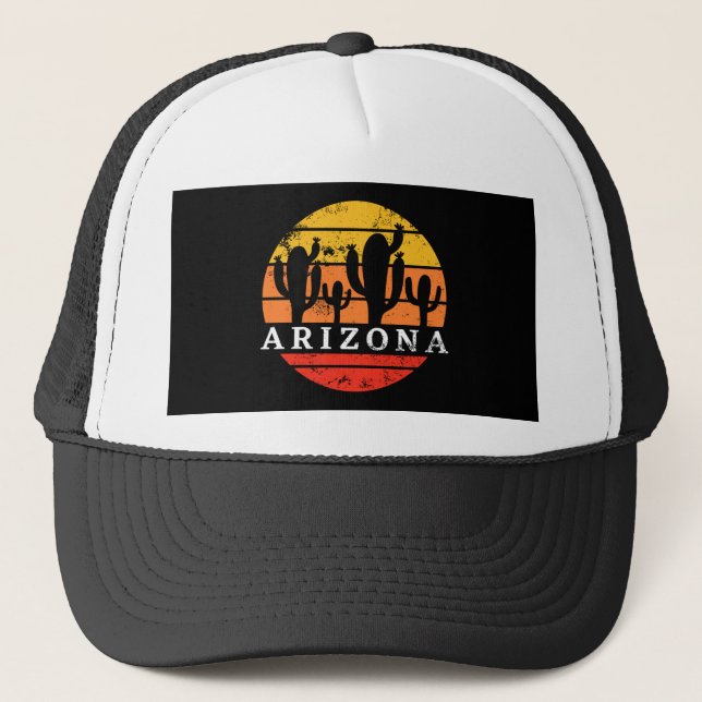 Arizona Tourist - Vintages Retro-Kaktus-Geschenk Truckerkappe (Vorderseite)