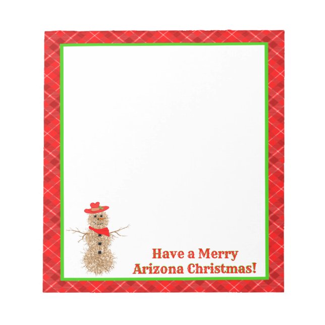 Arizona Tumbleweed Snowman Christmas Notepad Notizblock (Vorderseite)