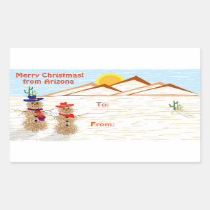 Arizona Tumbleweed Snowman Weihnachtstag Rechteckiger Aufkleber
