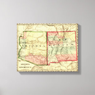 Arizona und neue MexicoPanoramic Karte Leinwanddruck