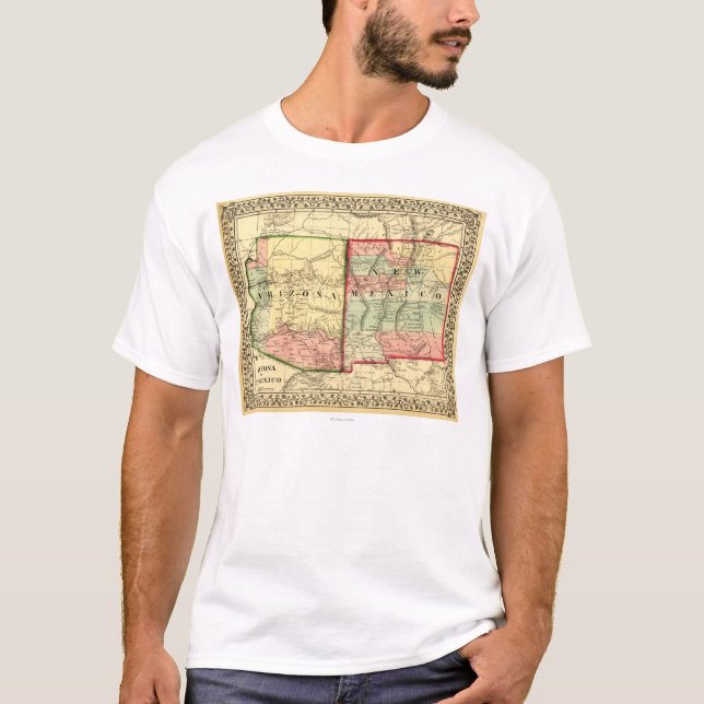 Arizona und neue MexicoPanoramic Karte T-Shirt (Vorderseite)