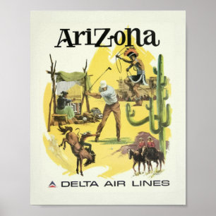 Arizona USA Aviation Vintage Travel Poster