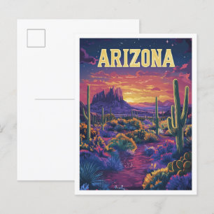 Arizona USA Vintag Illustration Travel Postkarte