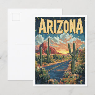 Arizona USA Vintage-Illustration Reise Postkarte