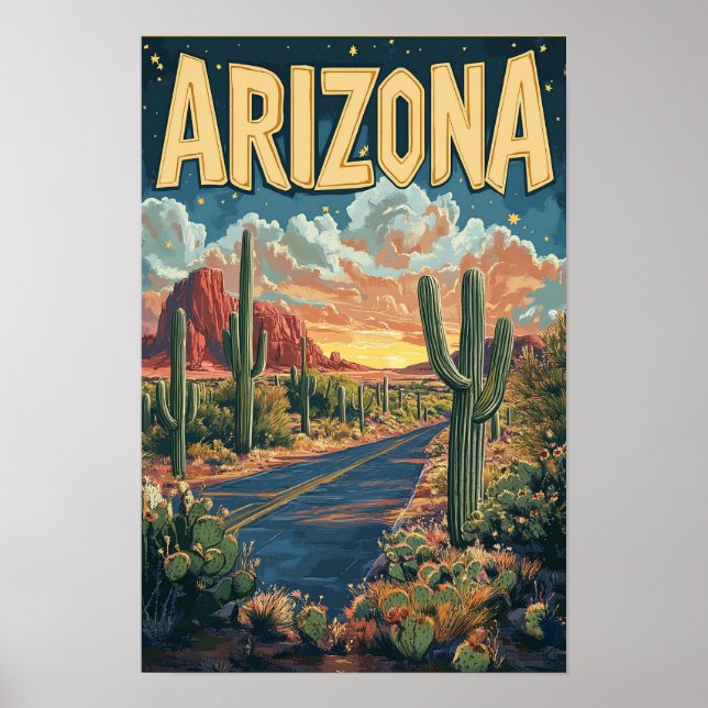 Arizona USA Vintage Illustration Travel Poster (Vorne)