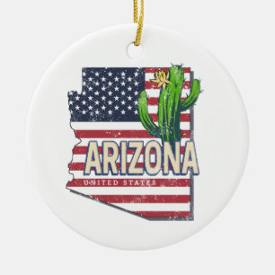 Arizona Vereinigte Staaten Retro-Karte Vintage USA Keramik Ornament