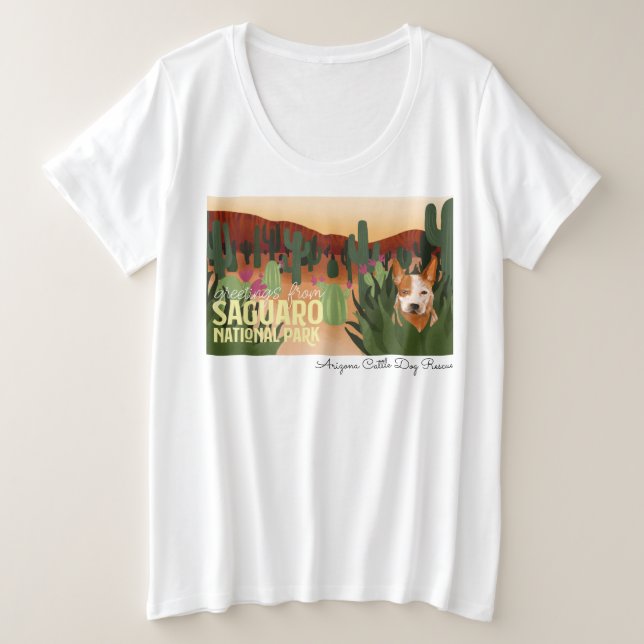 Arizona-Vieh-Hunderettung - Saguaro-Nationalpark Große Größe T-Shirt (Design vorne)
