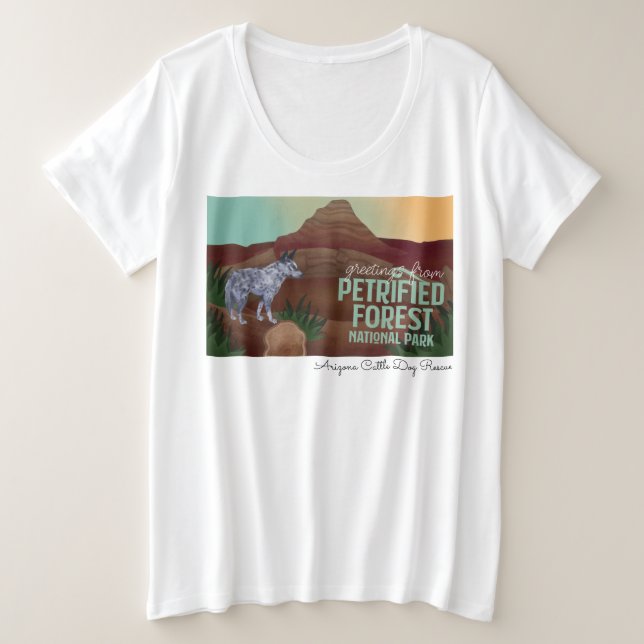 Arizona-Vieh-Hunderettung - versteinerter Wald Große Größe T-Shirt (Design vorne)