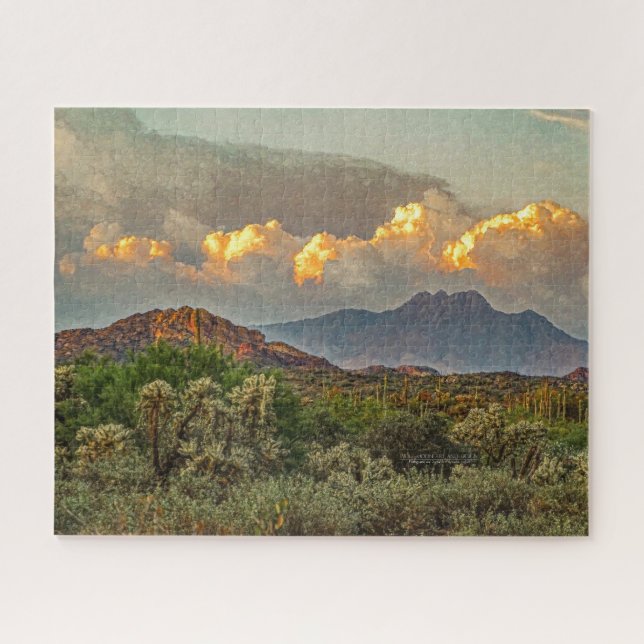 Arizona Vier Gipfel Gebirgswelt Farbenfrohe Wolken Puzzle (Horizontal)