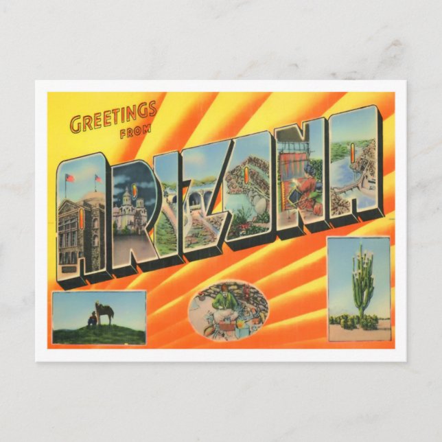 Arizona Vintage Großbuchstaben Postkarte (Vorderseite)