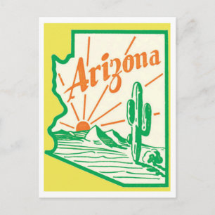 Arizona Vintage Illustration mit Kaktus und Sonne Postkarte
