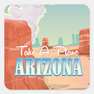 Arizona Vintage-Reiseposter Quadratischer Aufkleber