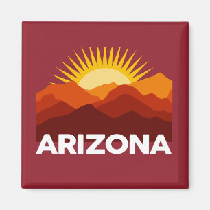 Arizona Vintage Retro Sonnenuntergang Berg Rot Magnet
