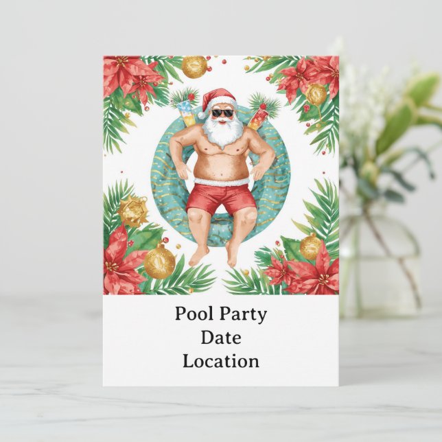 Arizona Weihnachts-Poolparty Einladung (Stehend Vorderseite)