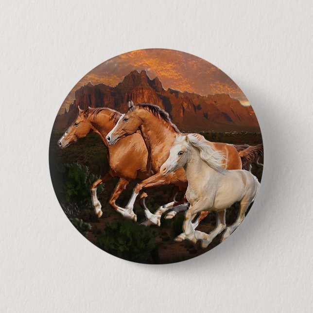 Arizona Wild Pferde Button (Vorderseite)