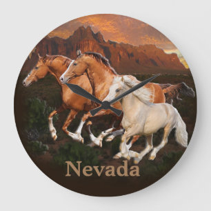 Arizona Wild Pferde Große Wanduhr