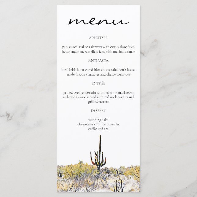 Arizona Wüste Saguaro Cactus Menu Cards Menükarte (Vorderseite)