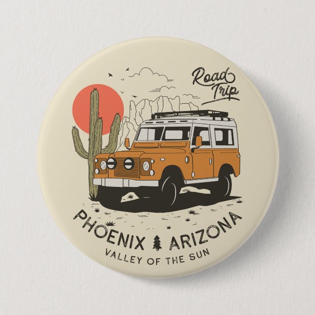 Arizona Wüste Sunset Road Trip Cactus Phoenix Button (Vorderseite)