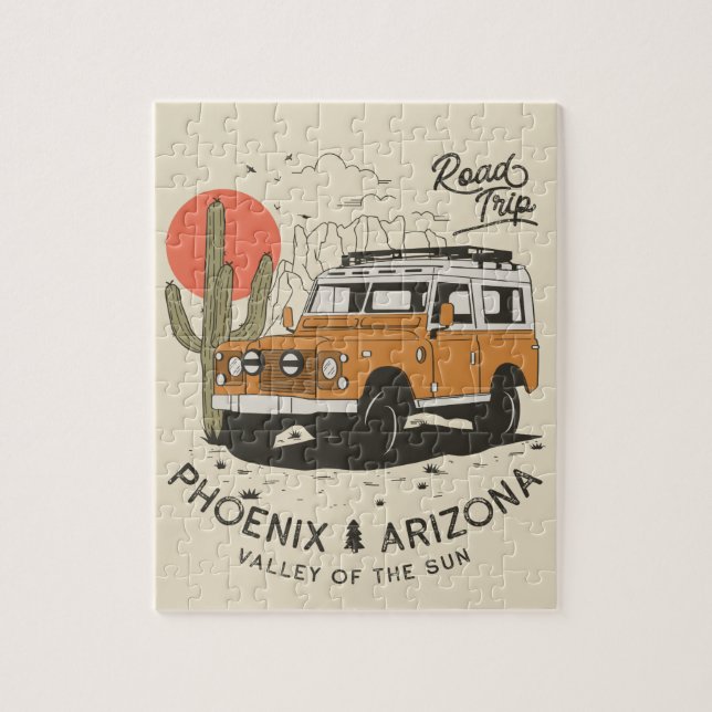 Arizona Wüste Sunset Road Trip Cactus Phoenix Puzzle (Vertikal)