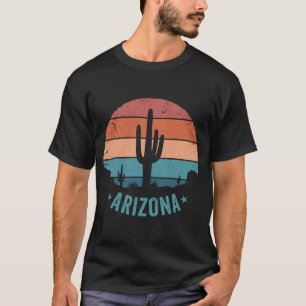 Arizona Wüsten-Saguaro-Kaktus Retro-Sonnenuntergan T-Shirt