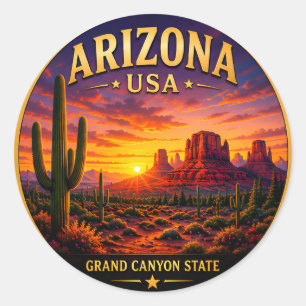 Arizona Wüstenabenteuer Südwest Reise Runder Aufkleber