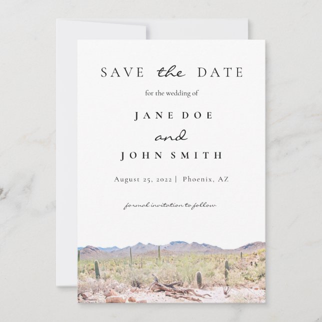 Arizona Wüstenberg Saguaro Save the Date (Vorderseite)