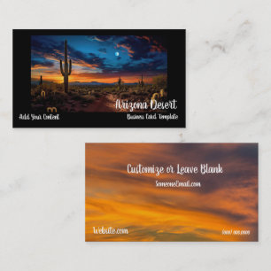Arizona Wüstenkaktus Sonnenuntergang Visitenkarte