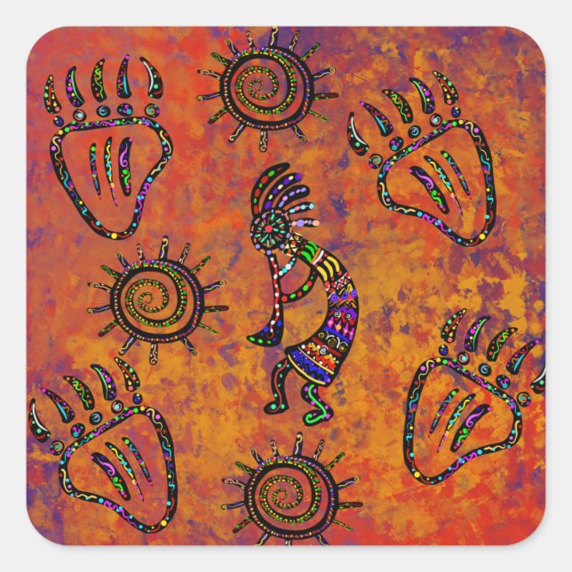Arizona Wüstenkunst Quadratischer Aufkleber (Vorderseite)
