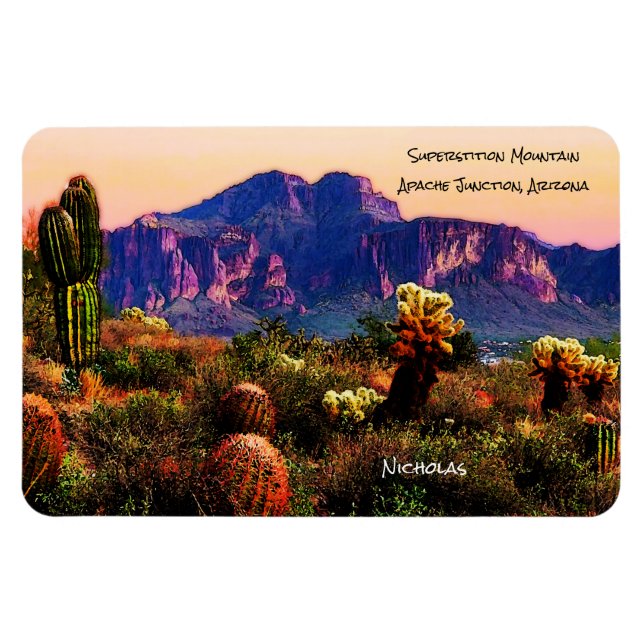 Arizona Wüstenlandschaft Superstition Berg Magnet (Horizontal)