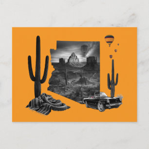 Arizona Wüstentraum in Schwarz und Weiß Postkarte