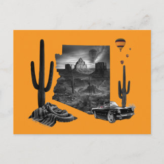 Arizona Wüstentraum in Schwarz und Weiß Postkarte