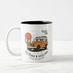 Arizona Wüstenuntergangstraße Reise Kaktus Phoenix Zweifarbige Tasse