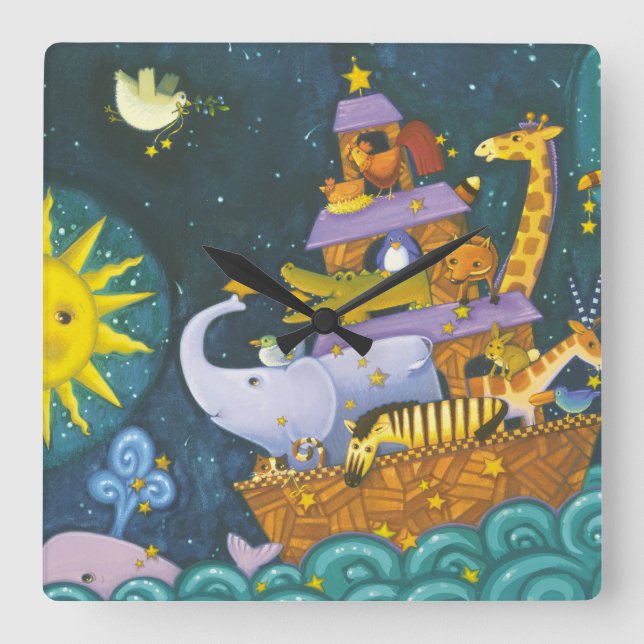Ark At Night Quadratische Wanduhr (Vorderseite)
