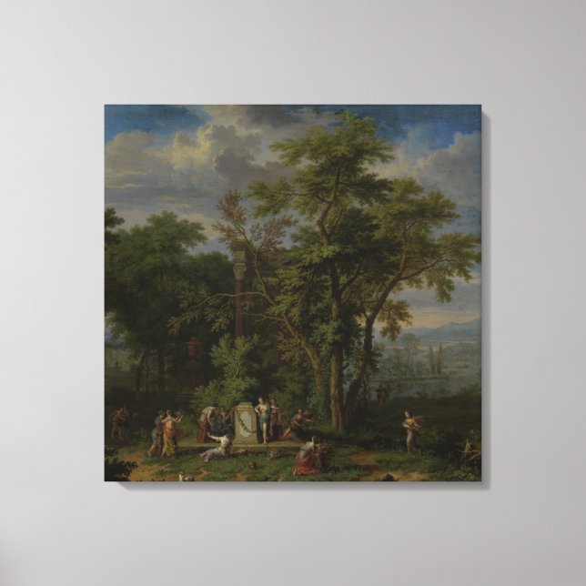 Arkadische Landschaft mit einem zeremoniellen Opfe Leinwanddruck (Vorderseite)