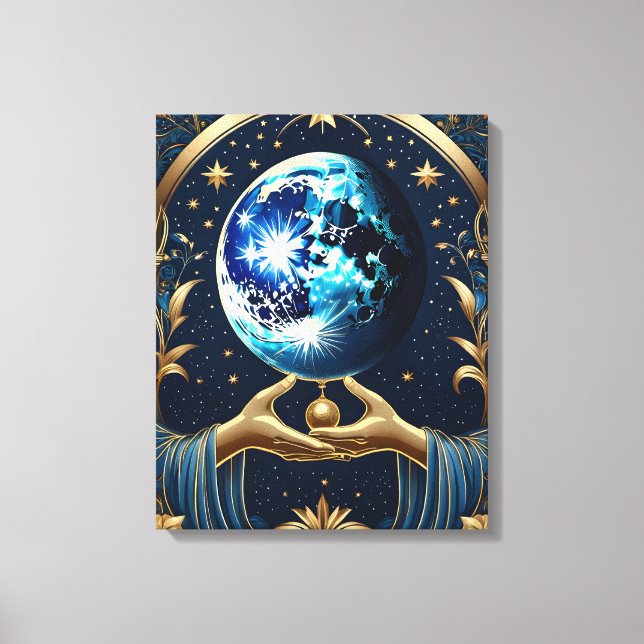 arkanisches Tarot mit Mond Leinwanddruck (Vorderseite)