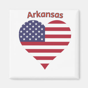 Arkansas American Flag Heart Magnet
