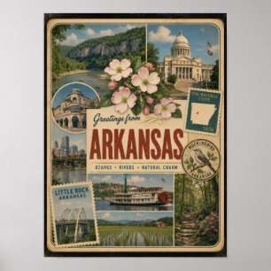 Arkansas Authentischer Vintage-Stil Poster