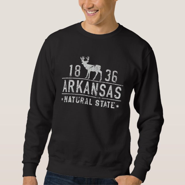 Arkansas Deer Natural State 1836 USA America State Sweatshirt (Vorderseite)