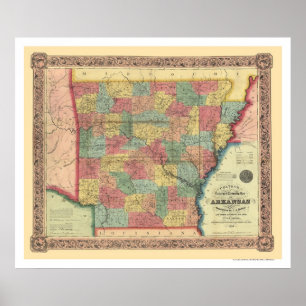 Arkansas-Eisenbahn-Karte 1854 Poster