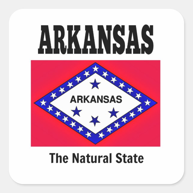 Arkansas Fahne, Der natürliche Staat Quadratischer Aufkleber (Vorderseite)