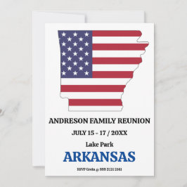 ARKANSAS FAMILY WIEDERSEHEN STAAT MAP USA Flag Einladung