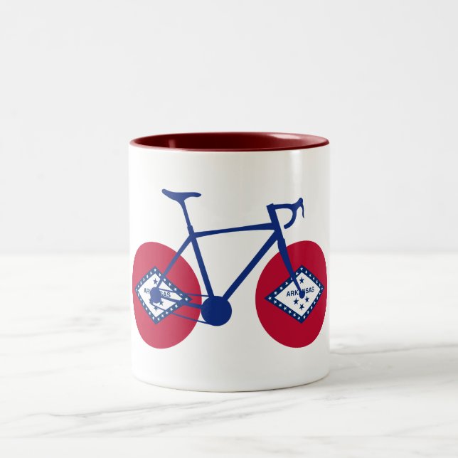Arkansas Flag Cycling Zweifarbige Tasse (Mittel)