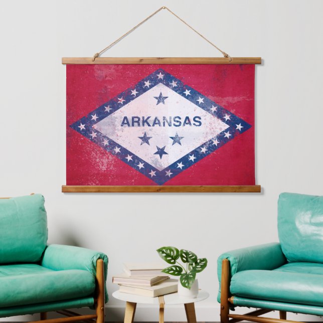 Arkansas-Flag Wandteppich Mit Holzrahmen (Wohnzimmer)