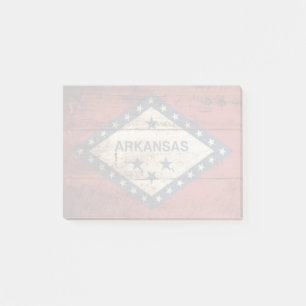 Arkansas-Flagge auf altem Holzmaserung Post-it Klebezettel