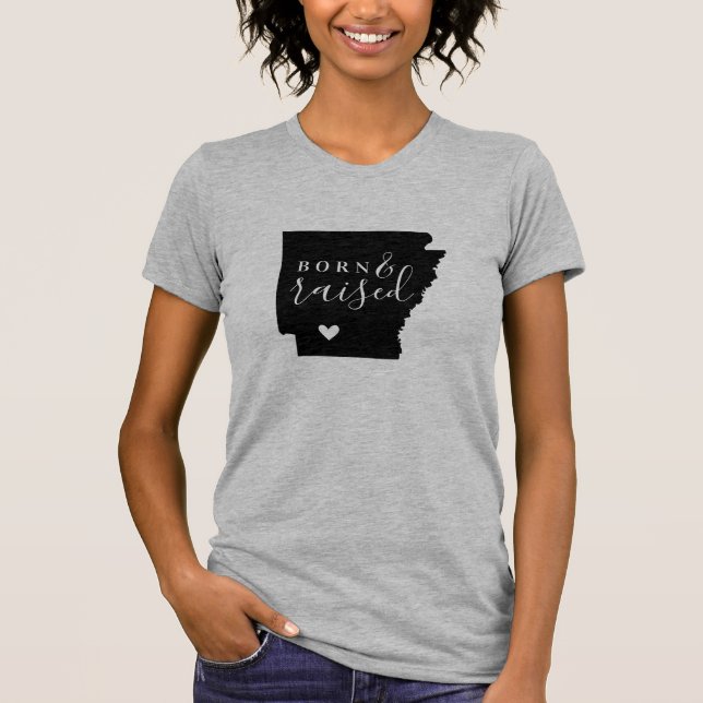 Arkansas Geborenes und aufgestelltes Staat T-Shirt (Vorderseite)