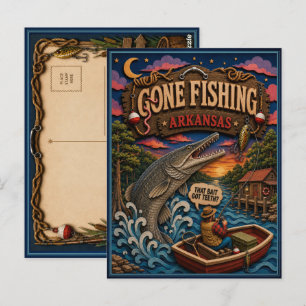 Arkansas Gone Fishing Alligator Gar Postkarte