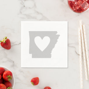 Arkansas Gray Map Form Heart Arkansan Paper Party Serviette