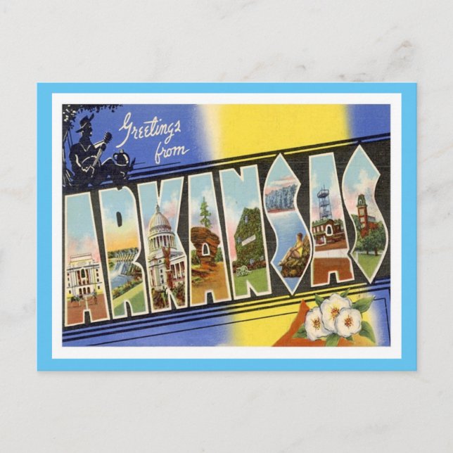 Arkansas Grüße von US-Staaten Postkarte (Vorderseite)